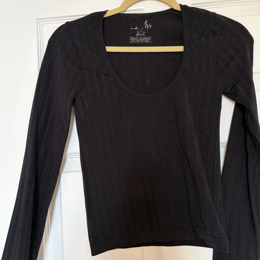 FP Movement Black Scoop-Neck Long Sleeve Top